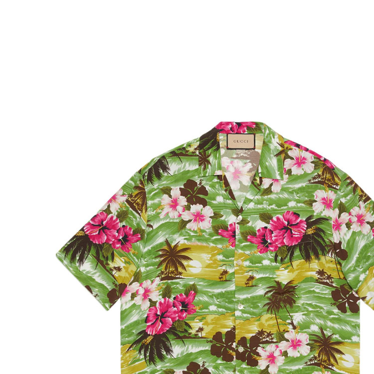 GUCCI Lovelight FW22 Floral Print Short Sleeve Shirt Green 694124-ZAJST-3824 圖 7