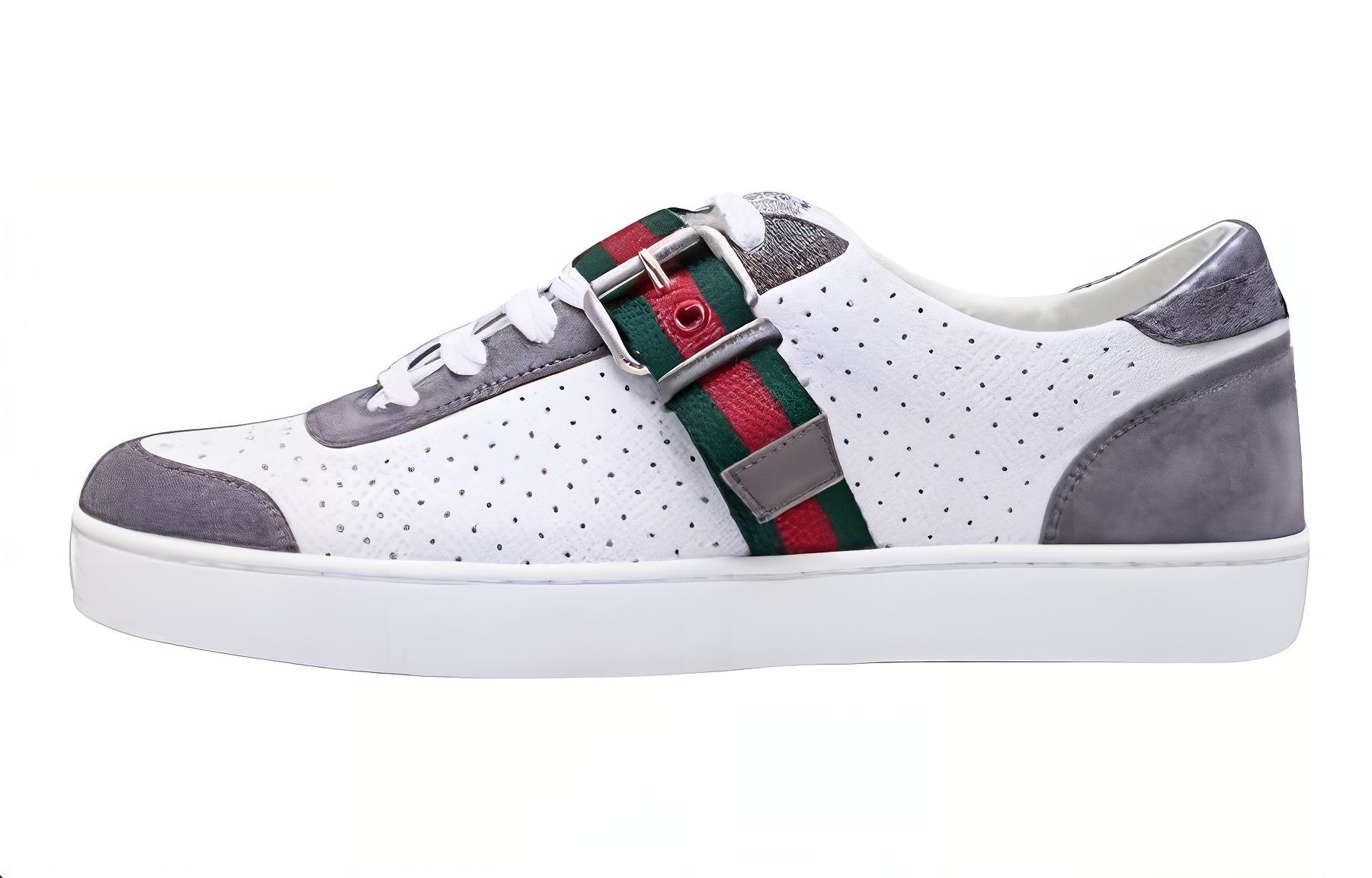 Gucci Low Top Lace-Up Sneakers 'Grey White'