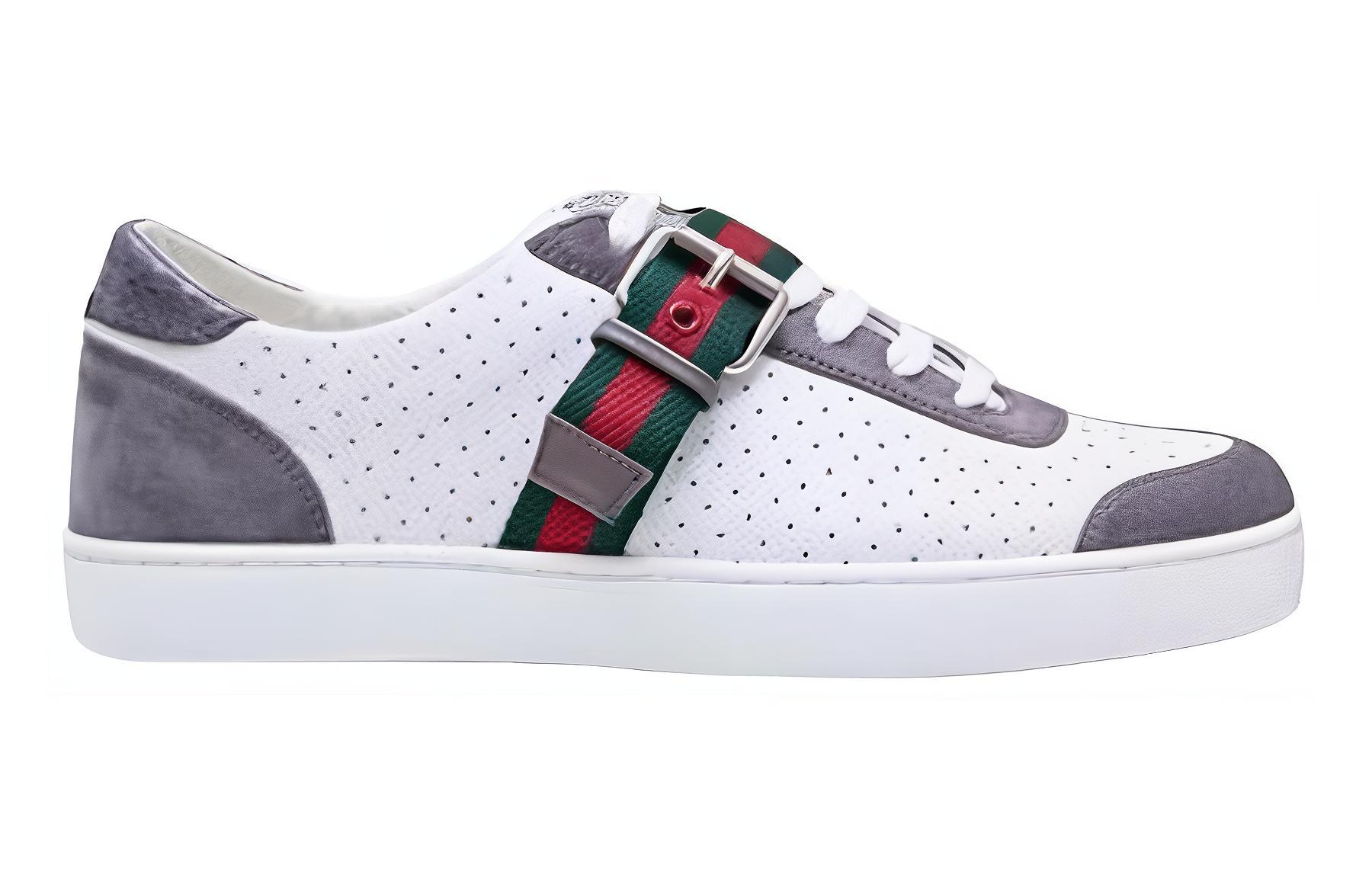 Gucci Low Top Lace-Up Sneakers 'Grey White' 圖 2