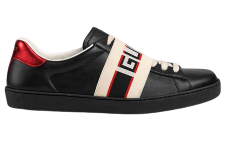Gucci Webbing Stripe Wear-Resistant Non-Slip Low Top Casual Sports Skate Shoes Black 圖 2