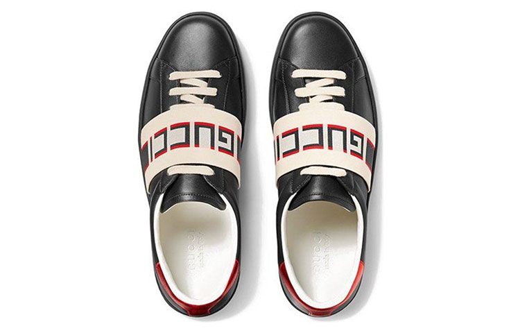 Gucci Webbing Stripe Wear-Resistant Non-Slip Low Top Casual Sports Skate Shoes Black 圖 4