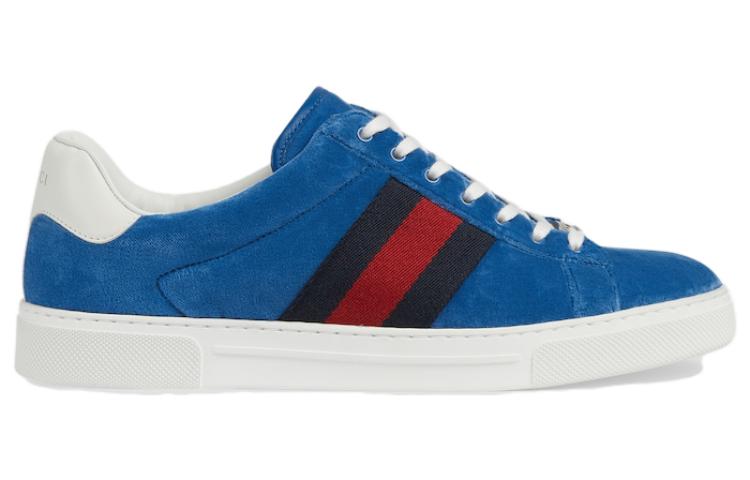 Gucci Ace Velvet Sneakers 'Blue Red' 圖 2