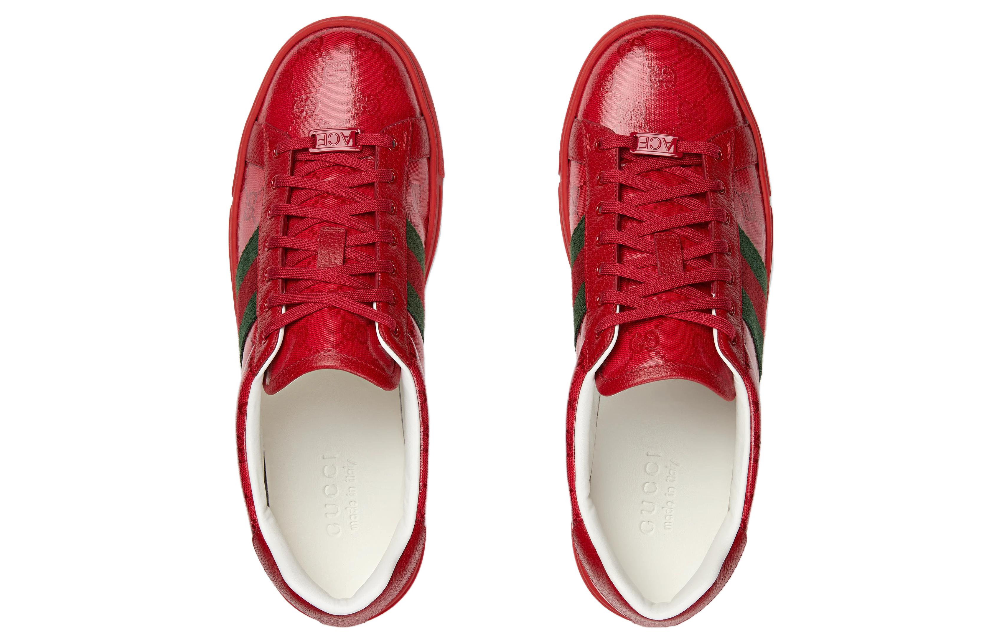 Lookbook GUCCI古馳 圓頭繫帶 防滑耐磨 低筒 板鞋 男款 紅色