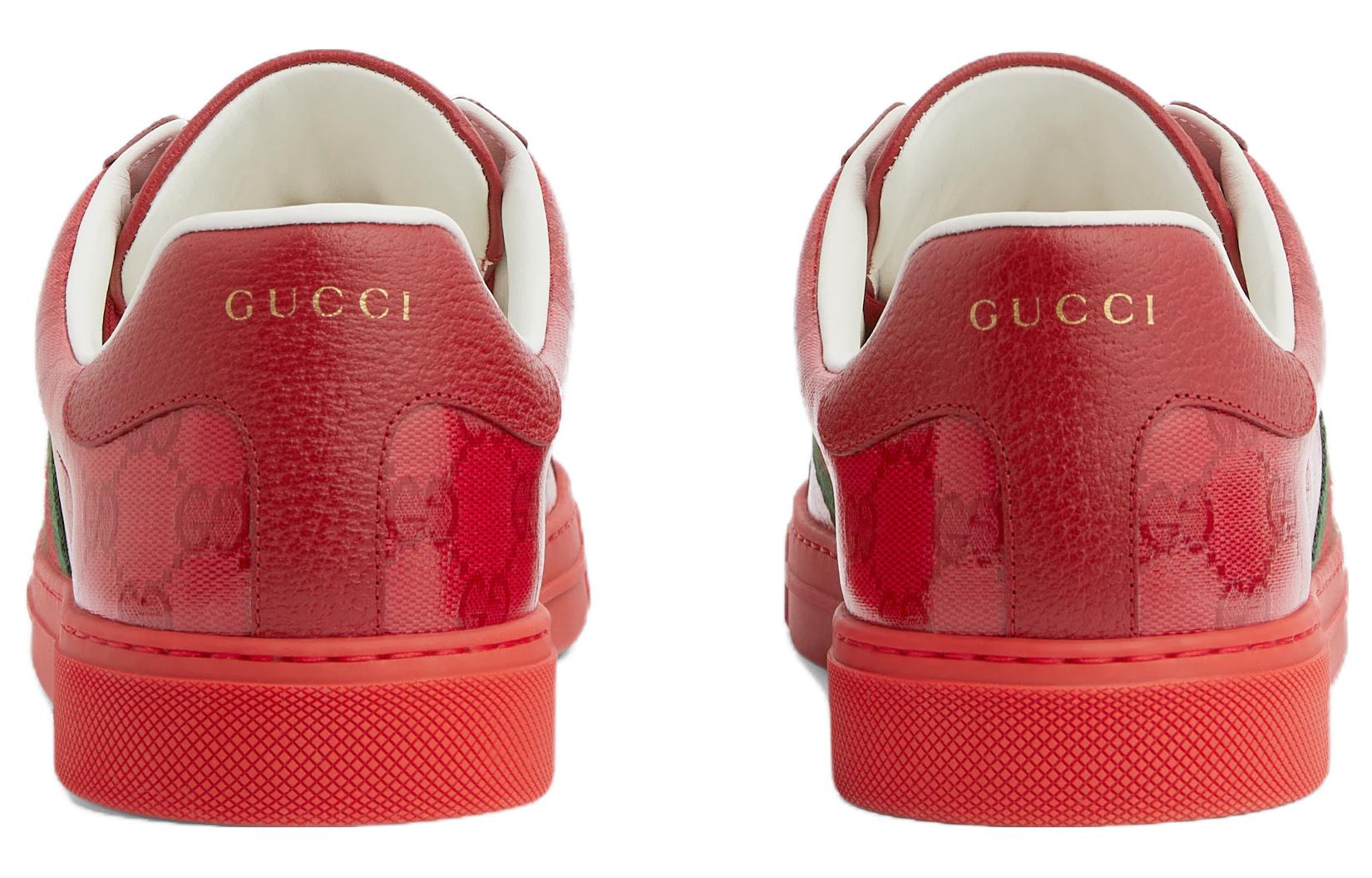 Shop GUCCI古馳 圓頭繫帶 防滑耐磨 低筒 板鞋 男款 紅色