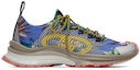 Order Gucci Marble dan Floral Run Sneakers 'Biru Kuning Putih' 698561-UZI10-8470