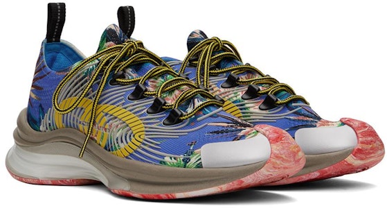 グッチ マーブルフローラル ラン スニーカー (青黄白) 698561-UZI10-8470 Lookbook グッチ マーブルフローラル ラン スニーカー (青黄白) 698561-UZI10-8470