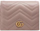 Buy 古驰Marmont GG卡包钱包绗缝粉尘粉色
