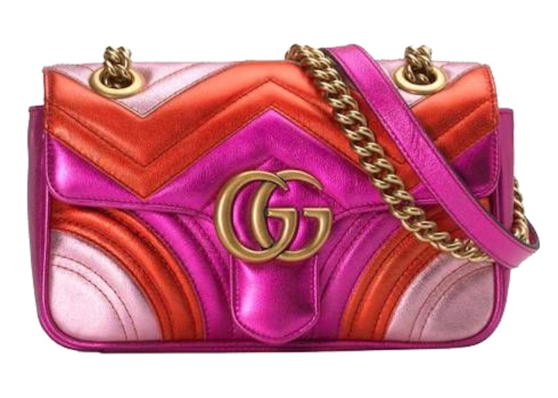 Gucci Marmont Matelasse Shoulder Bag Mini GG Metallic Red/Pink