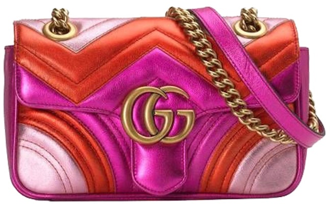Bolso Mini Gucci Marmont Matelassé GG Metálico Rojo/Rosa. Buy Bolso Mini Gucci Marmont Matelassé GG Metálico Rojo/Rosa.
