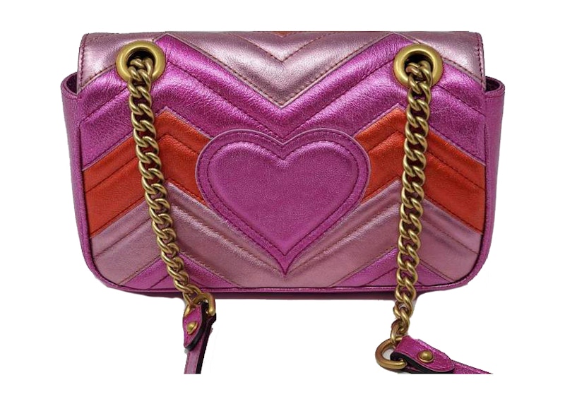 Order Bolso Mini Gucci Marmont Matelassé GG Metálico Rojo/Rosa.