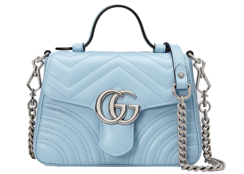 Gucci Marmont Top Handle Bag GG Mini Pastel Blue