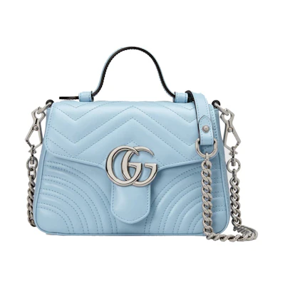Gucci Marmont Top Handle Bag GG Mini Pastel Blue