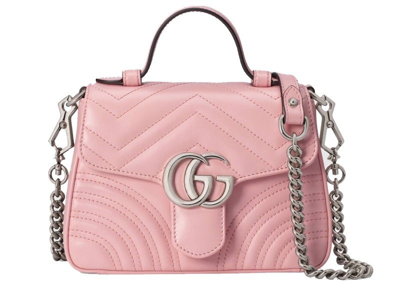 Gucci Marmont Top Handle Bag GG Mini Pastel Pink