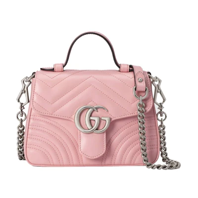 Gucci Marmont Top Handle Bag GG Mini Pastel Pink