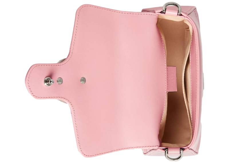 Lookbook グッチ マーモント トップハンドルバッグ GG ミニ パステルピンク