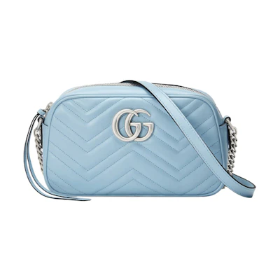 Gucci Marmont Zip Around Shoulder Bag GG Small Pastel Blue