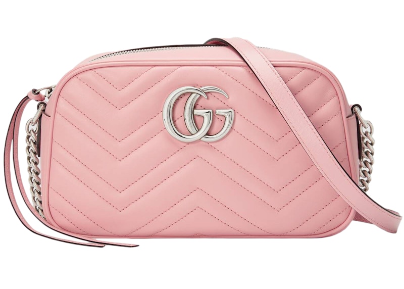 Gucci Marmont Zip Around Shoulder Bag GG Small Pastel Pink
