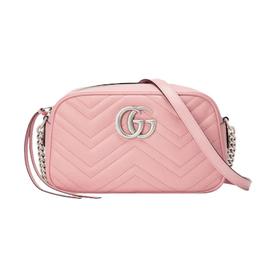 Gucci Marmont Zip Around Shoulder Bag GG Small Pastel Pink