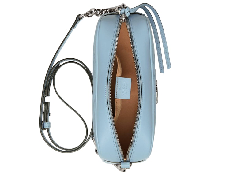 Lookbook グッチ マーモント ジップ ショルダーバッグ (パステルブルー)
