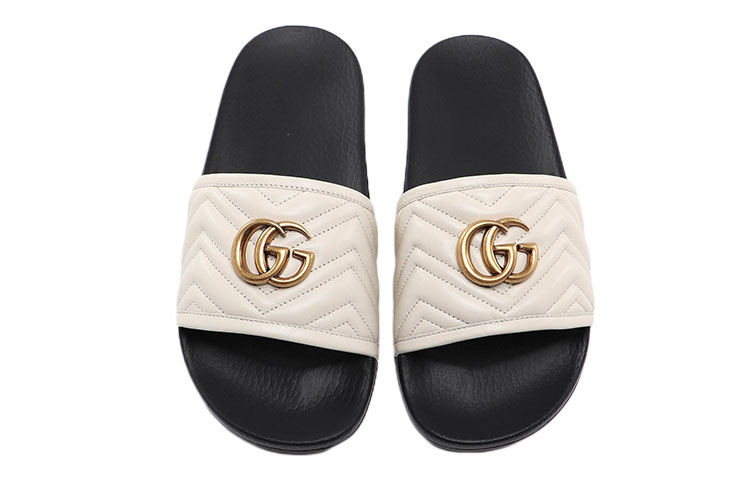 Shop Gucci Matelassé Slide ''Mystic White Double G'' Sandalen 603701-0R030-9022