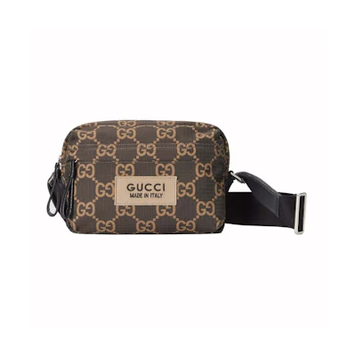 Gucci Medium GG Polyester Crossbody Bag Ebony/Beige