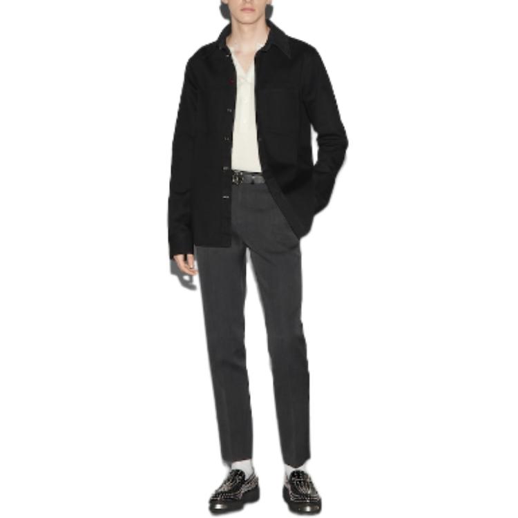 GUCCI Men’s Black Shirt with Solid Logo Embroidery and Pointed Collar. 804188-XDC40-1043 圖 3