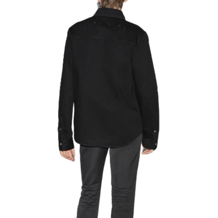 GUCCI Men’s Black Shirt with Solid Logo Embroidery and Pointed Collar. 804188-XDC40-1043 圖 5