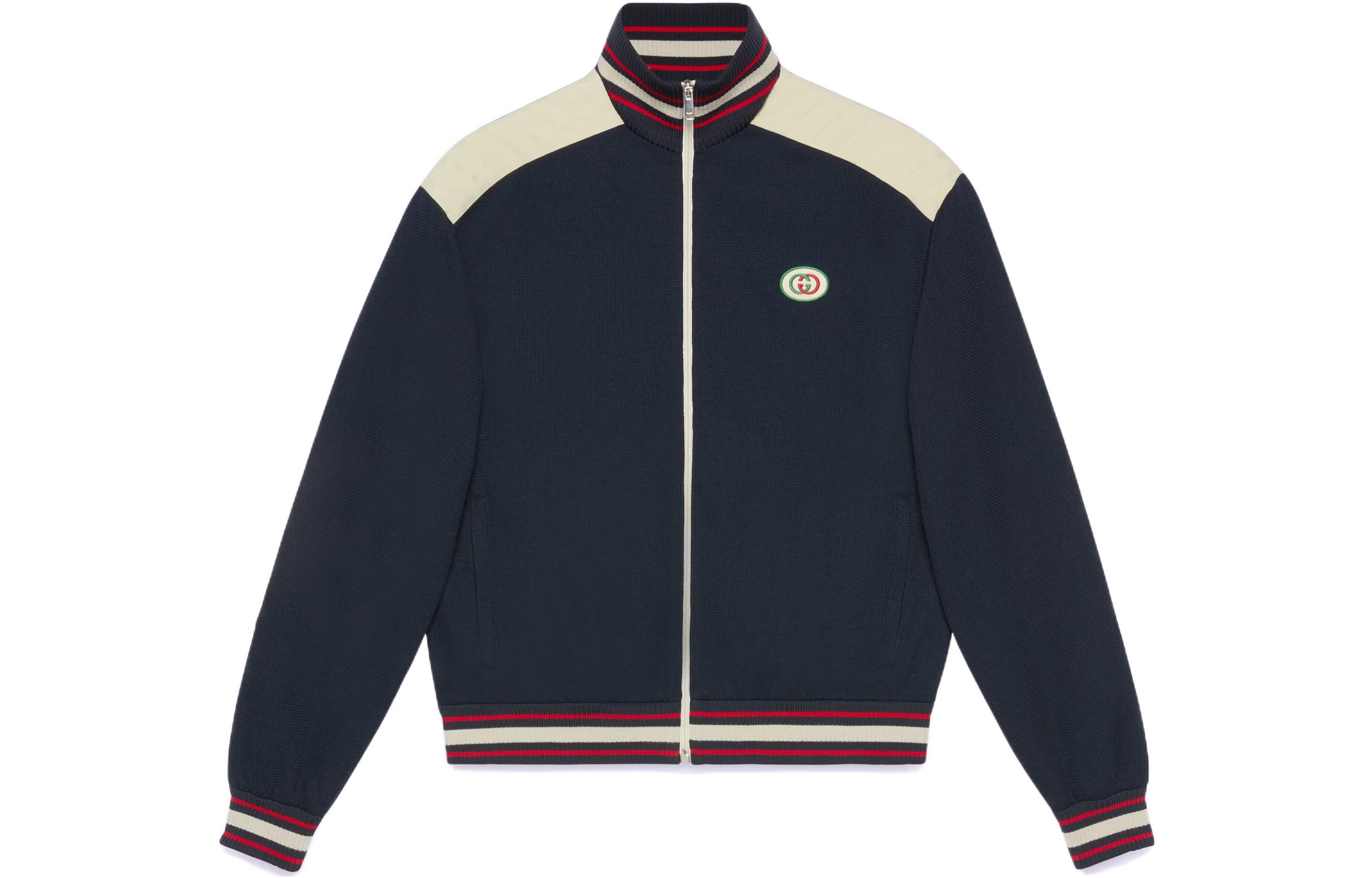 Gucci Men’s Blue SS23 Logo Embroidered Zip-Up Jacket 706412-XJE8S-4735