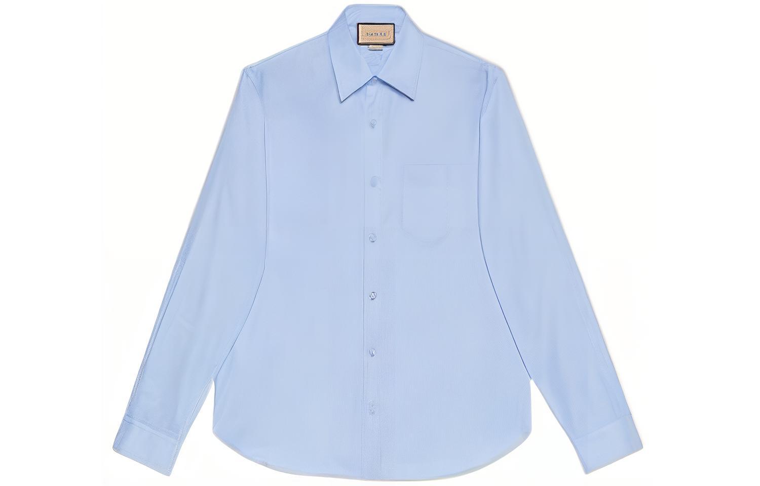 GUCCI Men’s FW22 Light Blue Logo Embroidered Long Sleeve Sun-Proof Shirt 703396-ZAK8B-4910