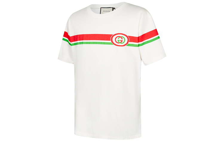 Gucci Men’s White GG Stripe Graphic T-shirt 565806-XJBAR-9037