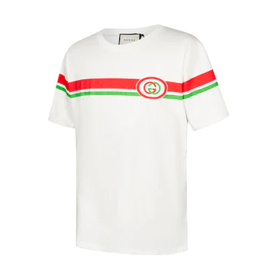 Gucci Men’s White GG Stripe Graphic T-shirt 565806-XJBAR-9037