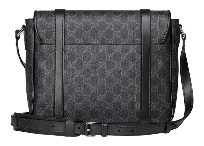 Order 古驰GG老花帆布黑灰色信使包