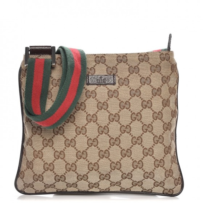 Gucci Messenger Monogram GG Web Strap Beige