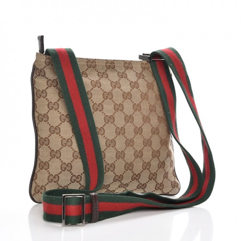 Order Gucci Messenger Monogram GG Tali Web Krim Penyalang