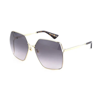 GUCCI Metal Aviator Square Frame Sunglasses Unisex GG0817S-001