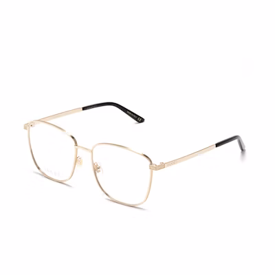 GUCCI Metallic Fashion Square Optical Eyeglass Frame Gold Unisex. GG0804O-003