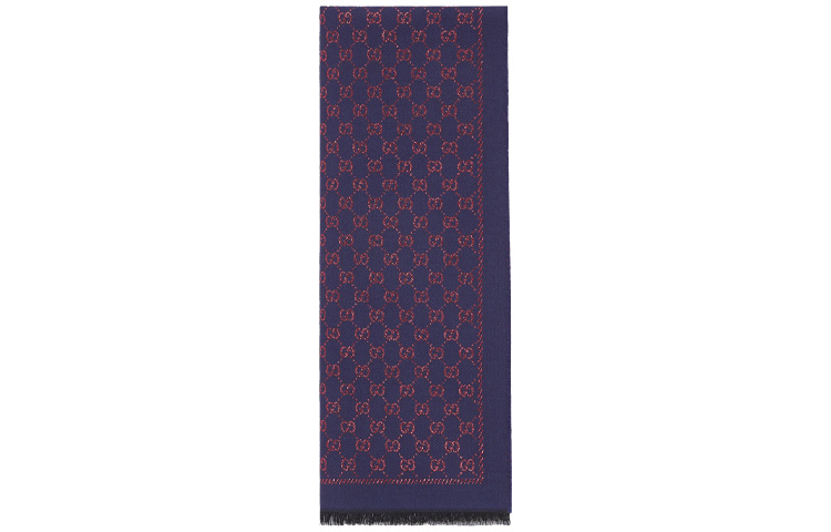 GUCCI Metallic GG Wool Scarf Navy Blue 479763-3G187-4374