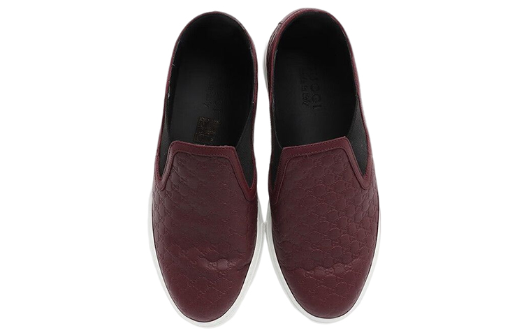 Shop GUCCI古馳 皮革 便鞋 时尚板鞋 男款 酒紅色