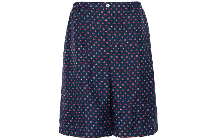 Gucci Mid-Rise Blue Shorts with Apple Print 624399-ZAE5P-4229