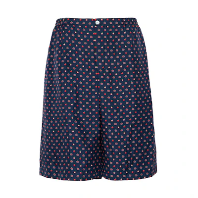 Gucci Mid-Rise Blue Shorts with Apple Print 624399-ZAE5P-4229