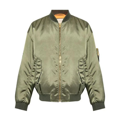 Gucci Military Green Letter Print Zip-Up Jacket 742822-ZAOAJ-3654