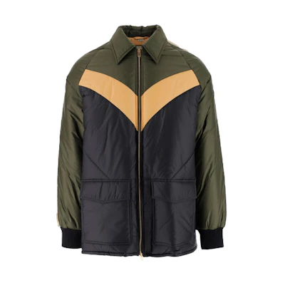 GUCCI Military Green Side Sleeve GG Tape Zip Cotton Jacket 624421-ZHA58-3175