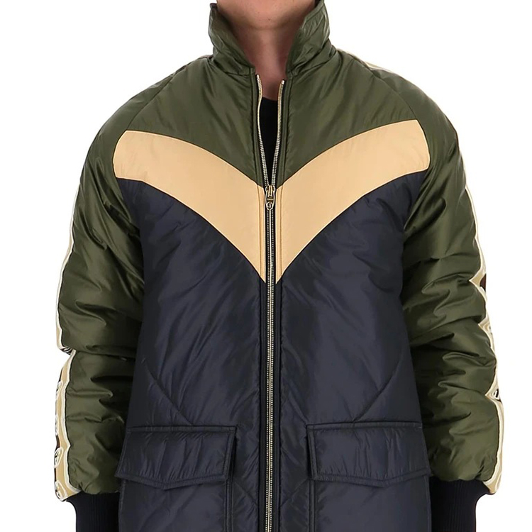 Shop GUCCI Military Green Side Sleeve GG Tape Zip Cotton Jacket 624421-ZHA58-3175