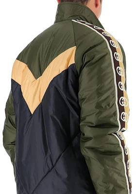 GUCCI Military Green Side Sleeve GG Tape Zip Cotton Jacket 624421-ZHA58-3175 Details for GUCCI Military Green Side Sleeve GG Tape Zip Cotton Jacket 624421-ZHA58-3175