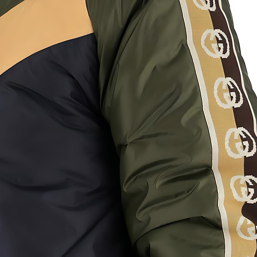 Sizing GUCCI Military Green Side Sleeve GG Tape Zip Cotton Jacket 624421-ZHA58-3175