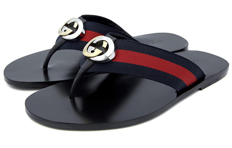 Order Sandalias Negras Gucci Minimalistas con Logo y Rayas Casual de Moda 630307-H9020-8472