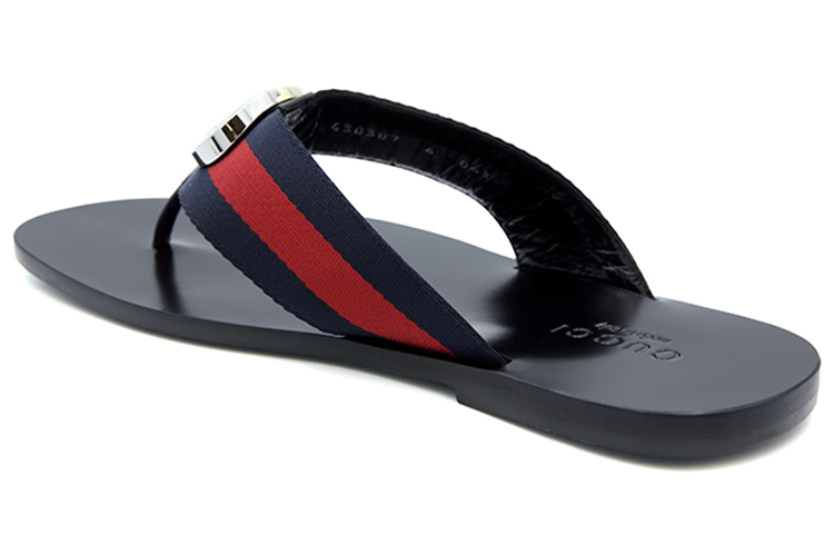 Shop Sandalias Negras Gucci Minimalistas con Logo y Rayas Casual de Moda 630307-H9020-8472