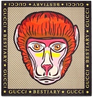 GUCCI Modal GG Pattern Monkey Print Scarf Multicolor 545942-4G865-9775 GUCCI Modal GG Pattern Monkey Print Scarf Multicolor 545942-4G865-9775