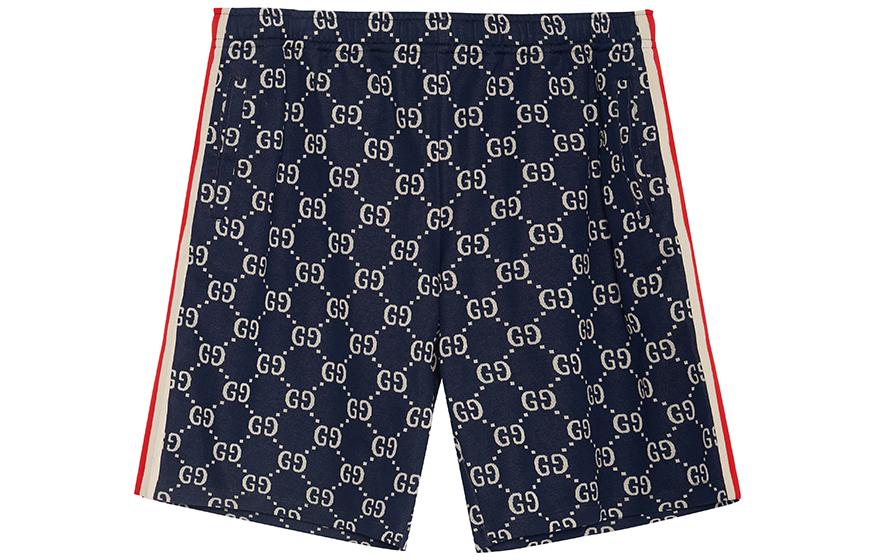 Gucci Monogram Jacquard Stripe Casual Shorts Blue 474632-X9V05-4245