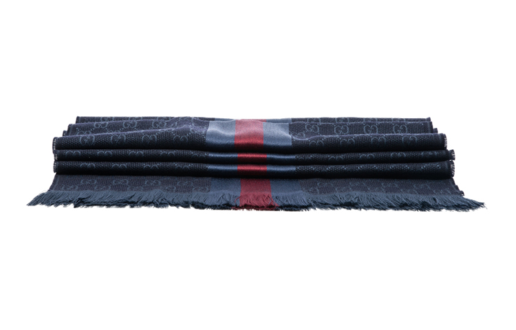GUCCI Monogram Red Blue Striped Wool Tassel Scarf for Men 544620-4G704-4168 圖 3
